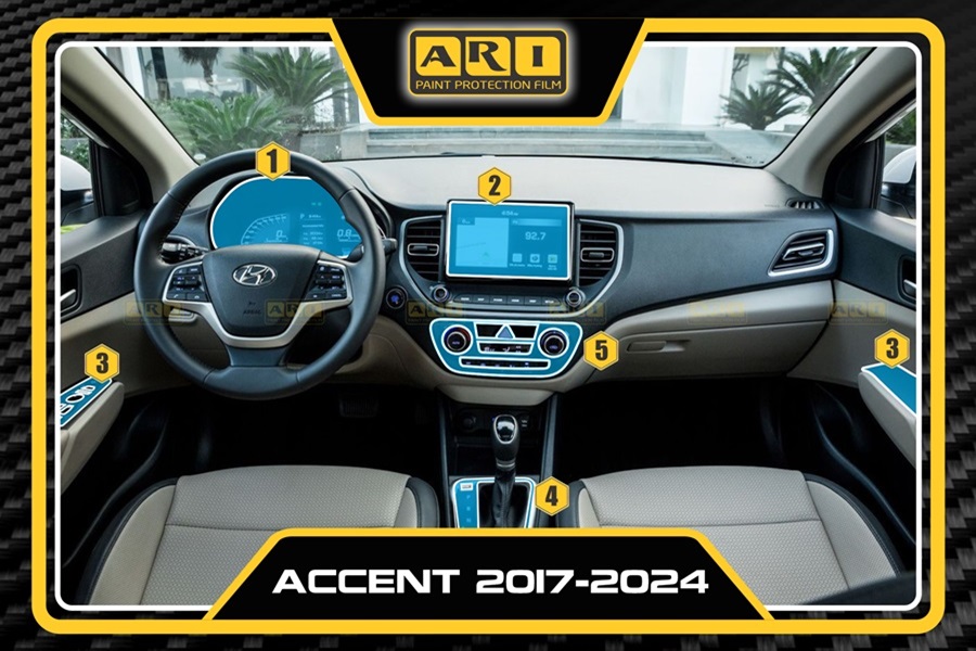 Dán PPF nội thất xe Hyundai Accent 2017 - 2024